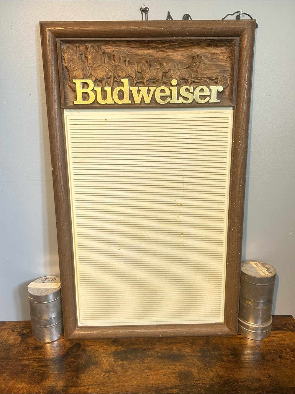 Budweiser Message Board Sign in Cream and Brown